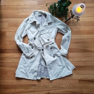 Cream Double-Breasted Trench Coat